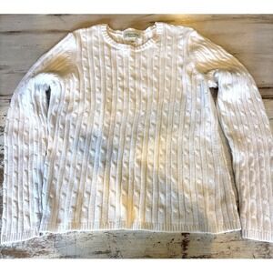 St. John's Bay chunky cables cotton sweater cozy fall womens' size large preppy